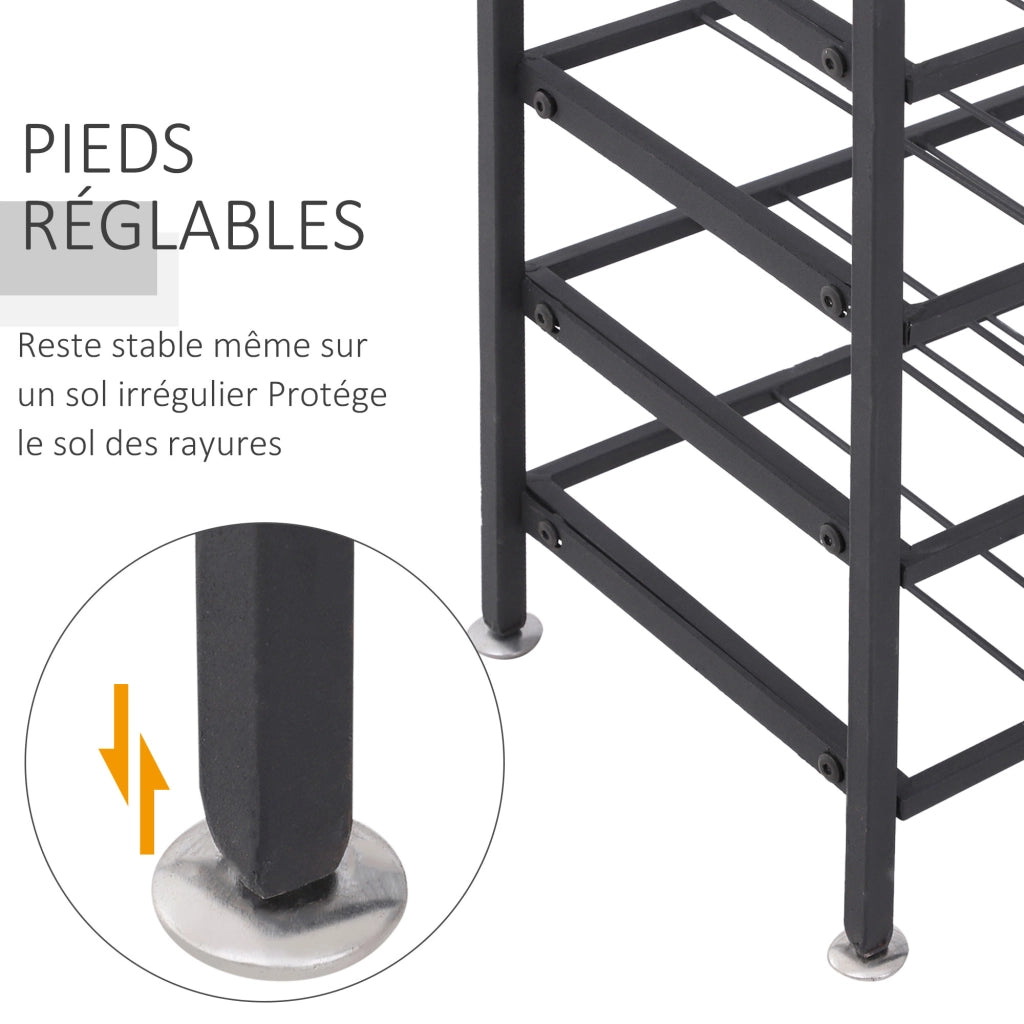 Portabottiglie da 54 bottiglie ¨C zephmum ¨C metallo nero 63x25x91 cm