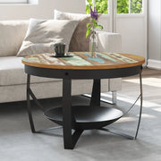 Tavolino da Salotto Ø68x43 cm in Legno Massello di Recupero