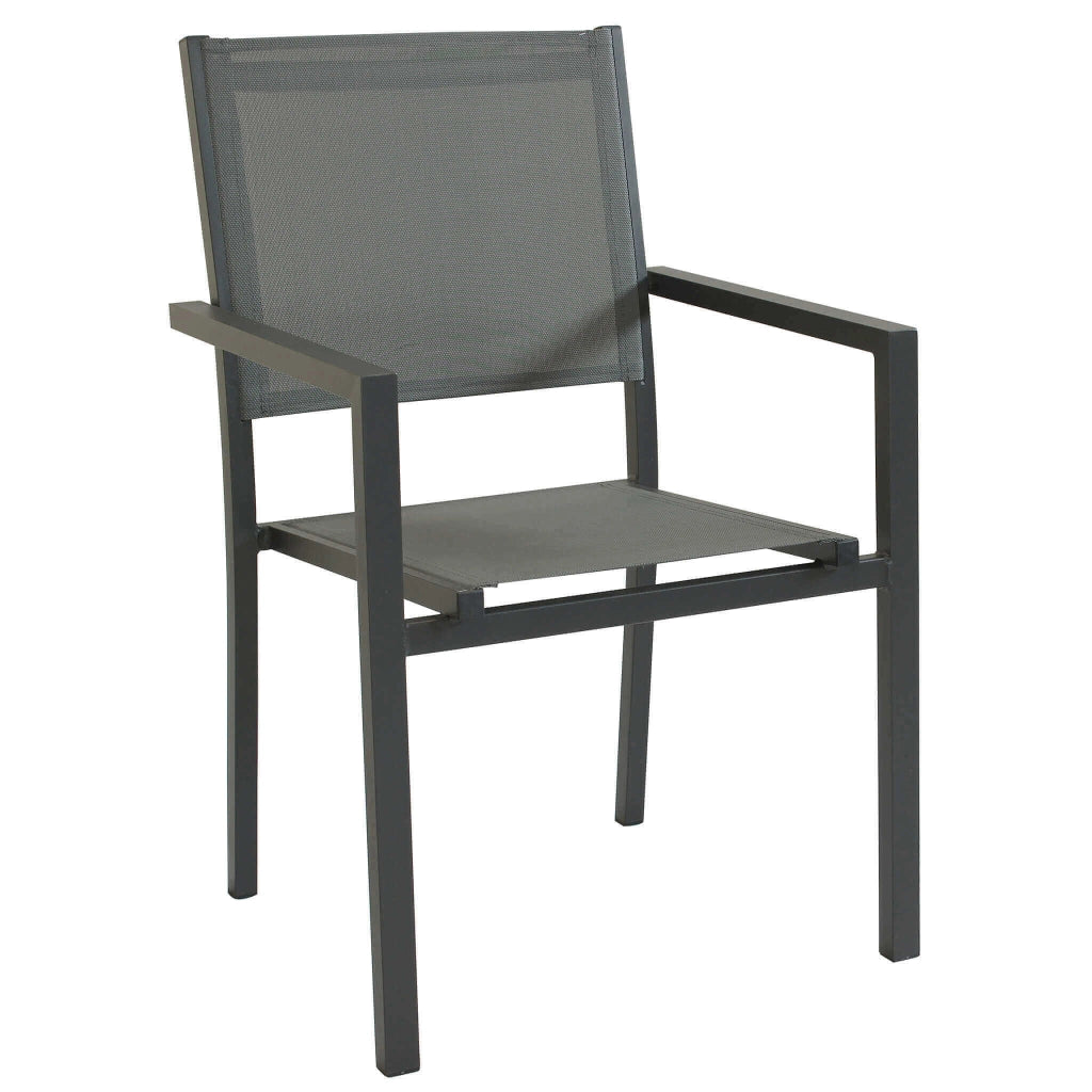 Poltrona da Giardino Impilabile in Alluminio Textilene cm 55x58x85 - WOODY