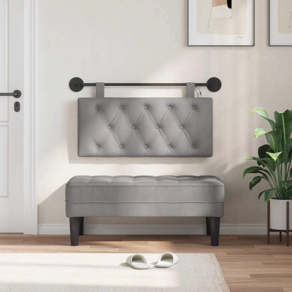 Testiera | Testata sospesa Con luce LED Grigio Chiaro Velluto