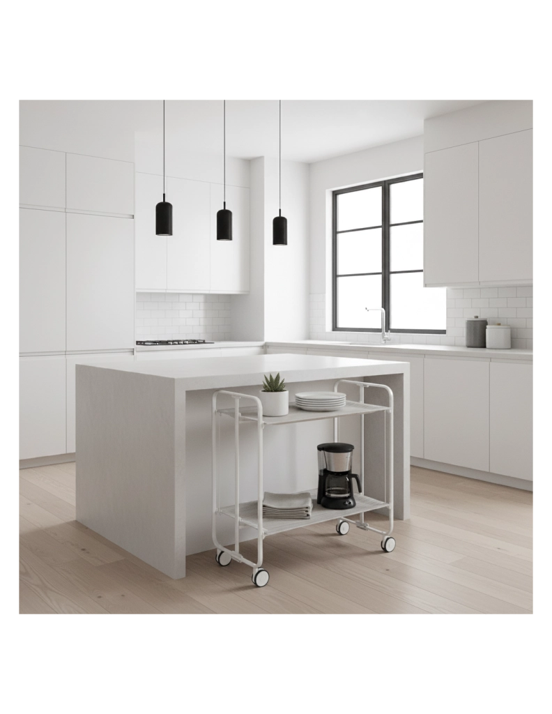 Carrello da cucina pieghevole grigio con ruote BAUHAUS 2 ripiani