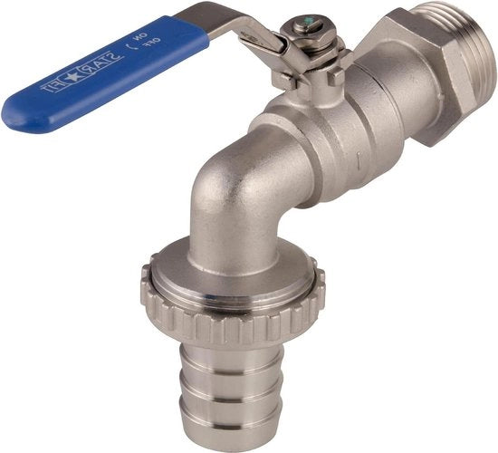 Valvola di scarico in acciaio inossidabile - connessione a vite - blocco di sicurezza con manovella - rubinetto di raffreddamento - rubinetto da giardino - 254 cm - valvola di scarico - 17039 0.