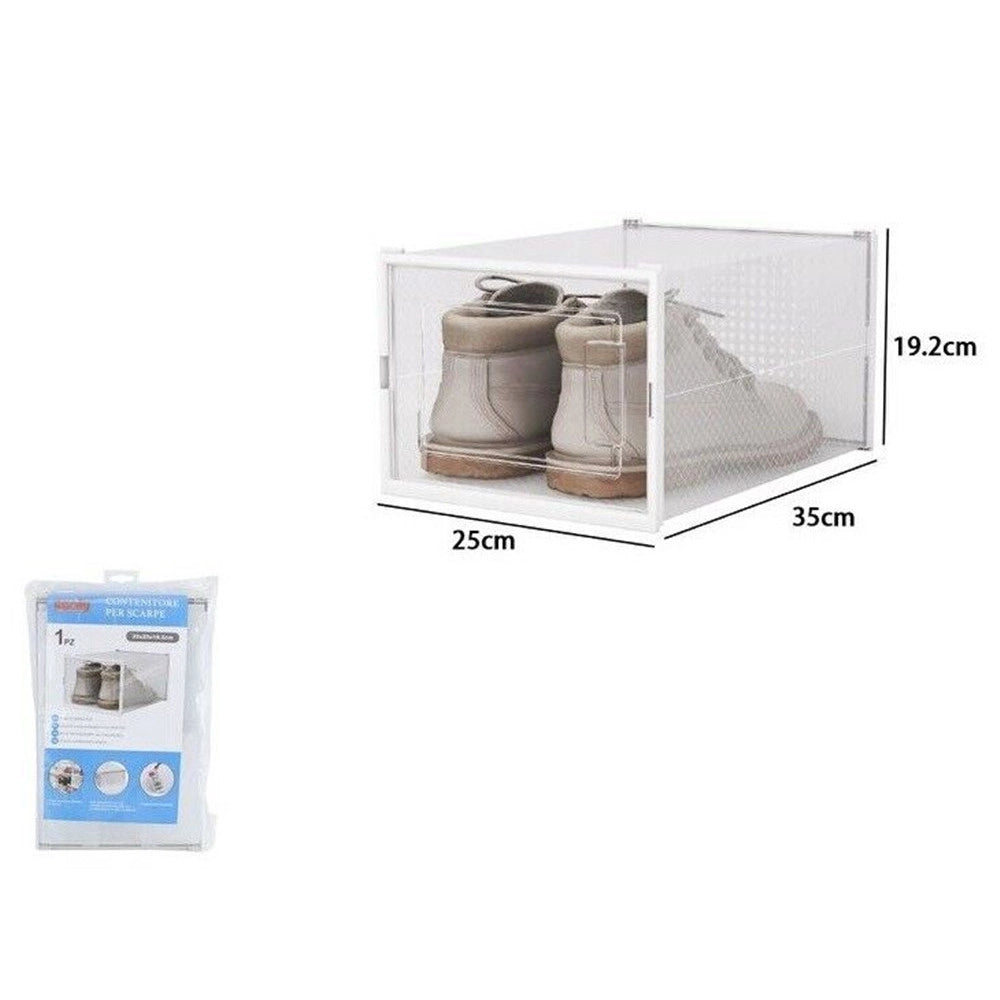 Trade Shop - Box Contenitore Per Scarpe Calzature Scatola Portascarpe 35x25x19.2cm Trasparente 87647 -