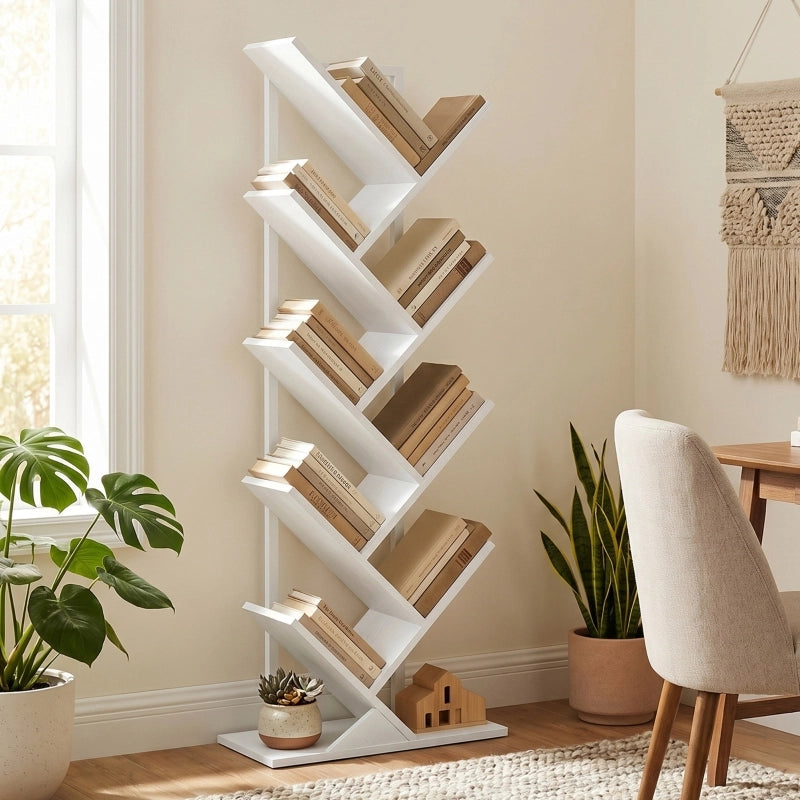 LIBRERIA a forma di albero 50x24x136 cm Legno Bianco