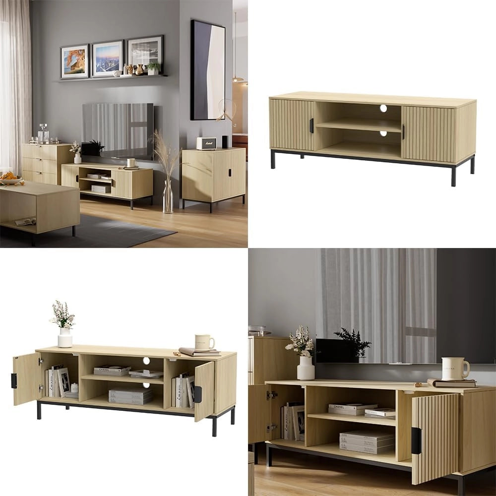 Lowboard Lennox, Rovere, 120 x 45 cm, adatto per riporre riviste e telecomandi