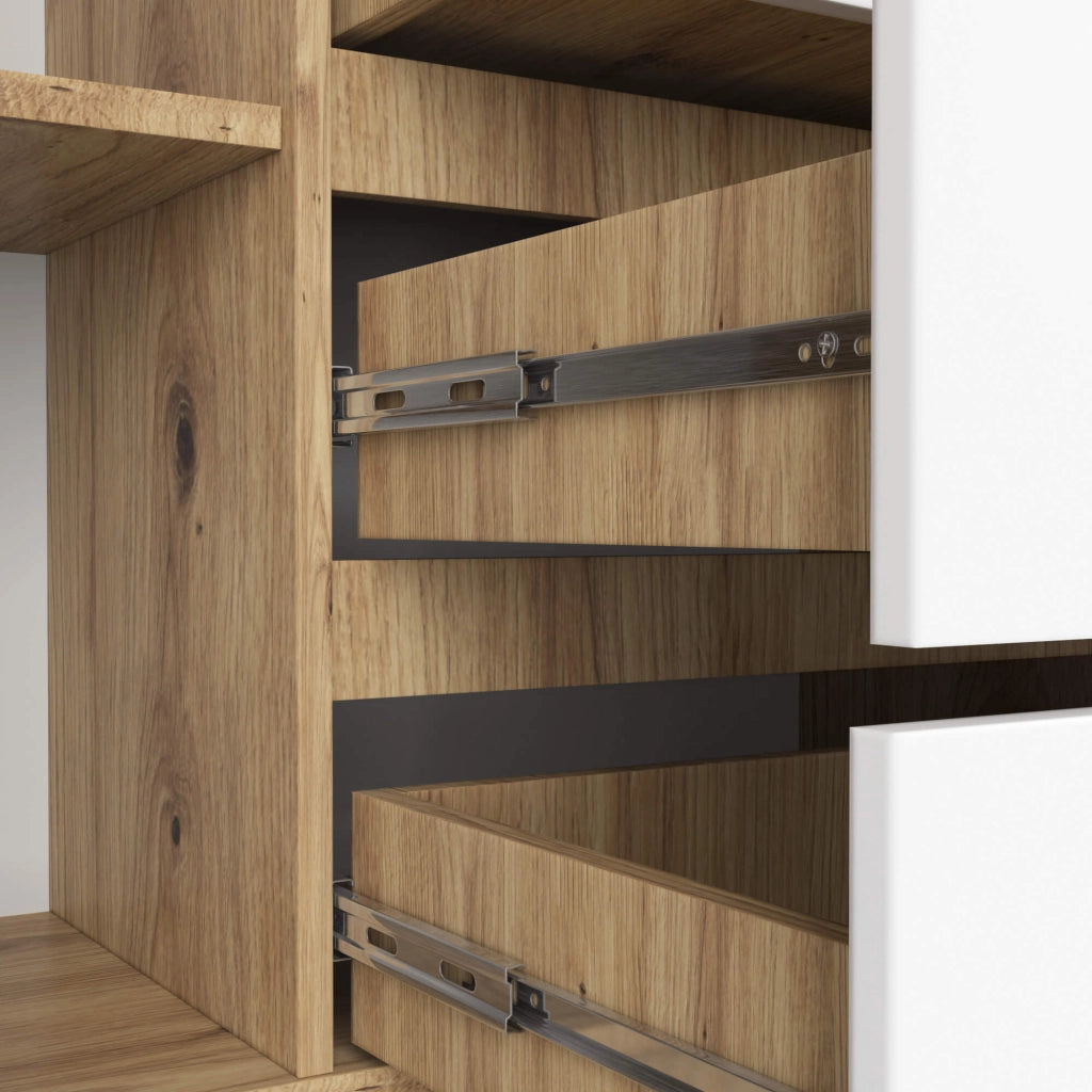 Cassettiera AKORD K160 Quercia Artisan 160 cm 2 ante 4 cassetti inserto frontale Bianco 160x40x99 cm