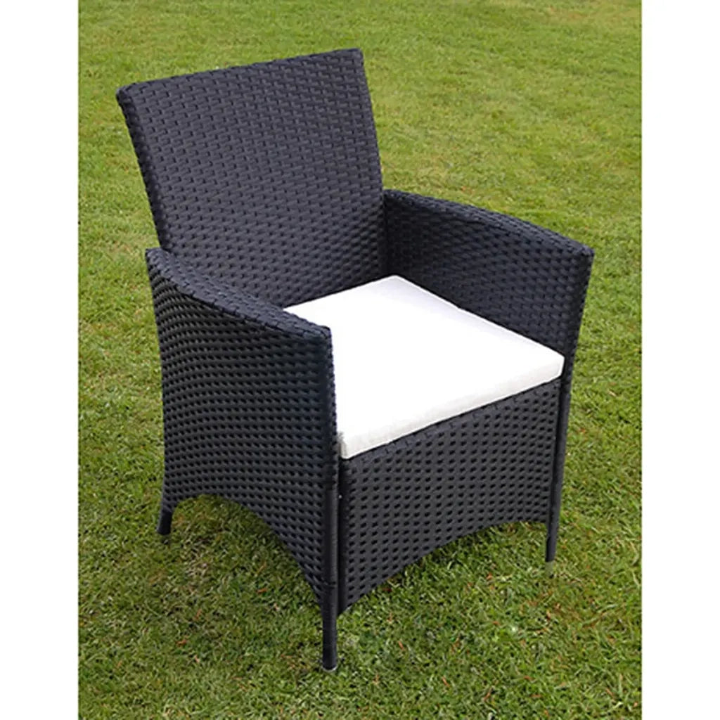 Set da Pranzo da Giardino 7 pz con Cuscini in Polyrattan Nero 43120