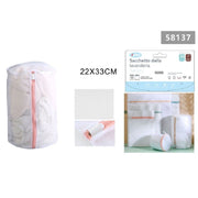 Trade Shop - Set 2 Pz Sacchetto Lavaggio A Rete Con Cerniera Biancheria Tondo 22x33cm 58137 -