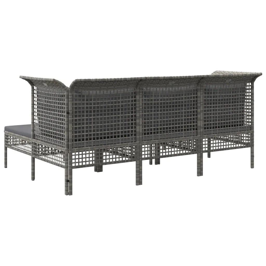 Set Divani da Giardino 5 pz | Set Salotto da Giardino con Cuscini in Polyrattan Grigio