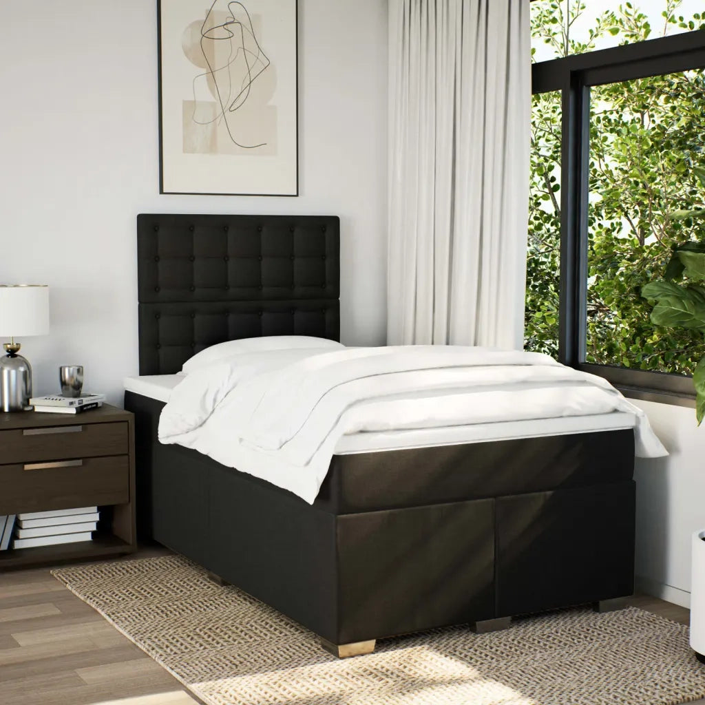 Giroletto a Molle con Materasso Nero 120x190 cm in Tessuto 3290443