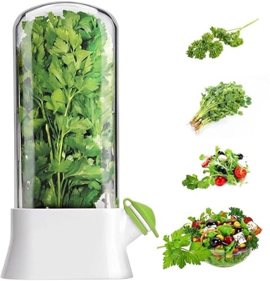 Contenitore di conservazione erbe e verdure 13x27 cm - 2-3 settimane di conservazione, contenitore a tenuta d'aria per erbe, insalata e verdure | compatibile con frigorifero