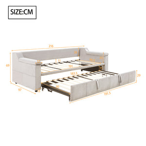 Divano letto-Xylo-90x190 cm-Bluetooth, USB, velluto beige