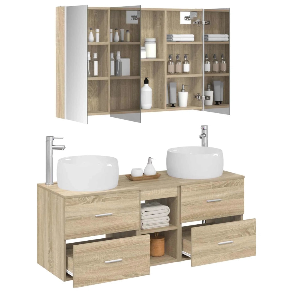 Set di mobili per il bagno 4 pcs Rovere Sonoma 3407025