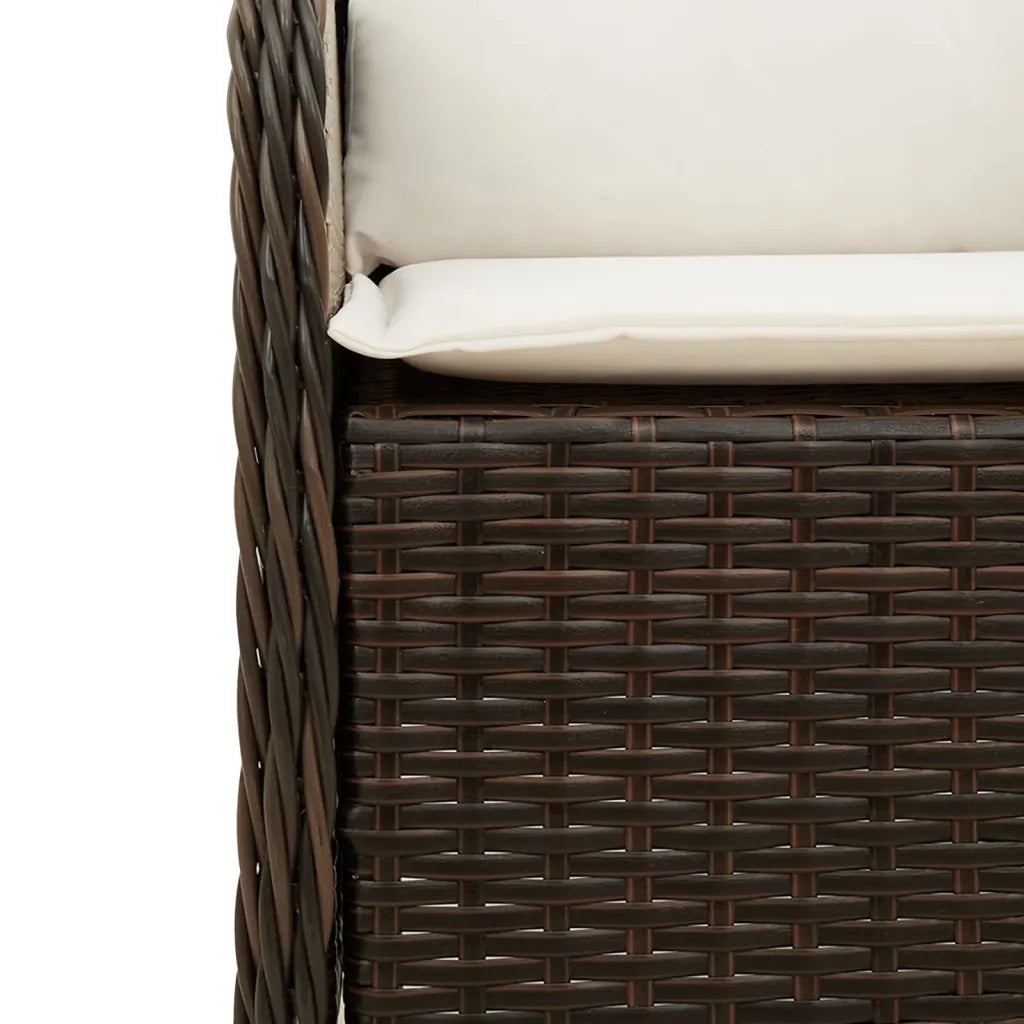 Set da Pranzo da Giardino 5pz con Cuscini in Polyrattan Marrone 3211937