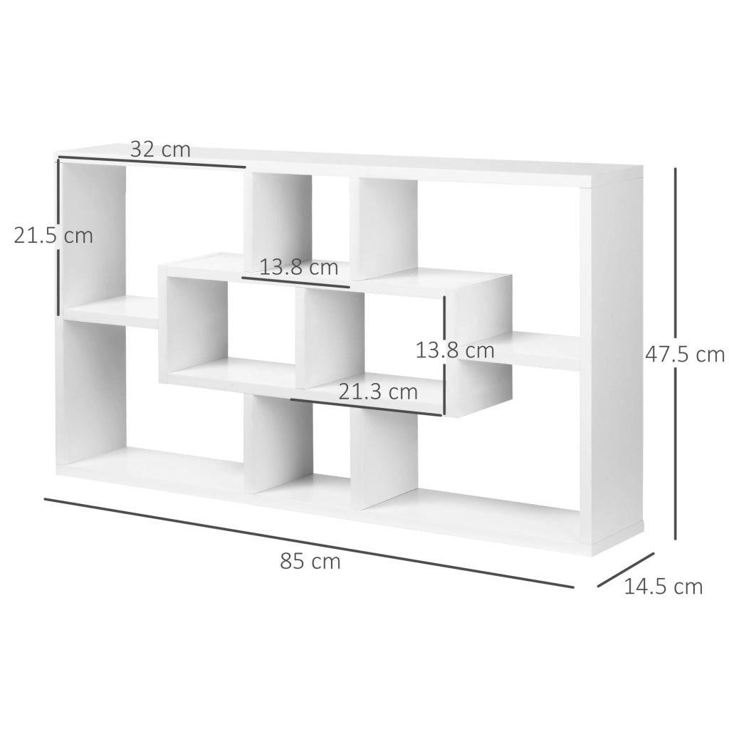 Libreria a Parete 8 Ripiani ¨C Zephmum ¨C Bianco Truciolato 85x14.5x47.5cm
