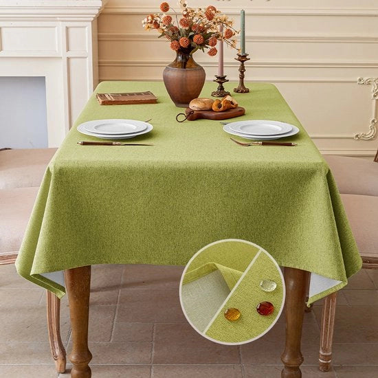 Tavolo con finitura in lino, lavabile, impermeabile, per sala da pranzo, giardino, festa, matrimonio o casa, 90 x 140 cm - Verde Matcha