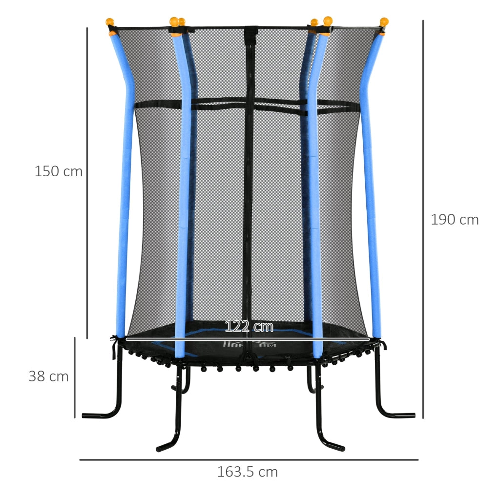 Trampolino Tappeto Elastico per Bambini con Ingresso a Cerniera e Pali Imbottiti Ø163.5x190 cm in Acciaio, PP e EPE