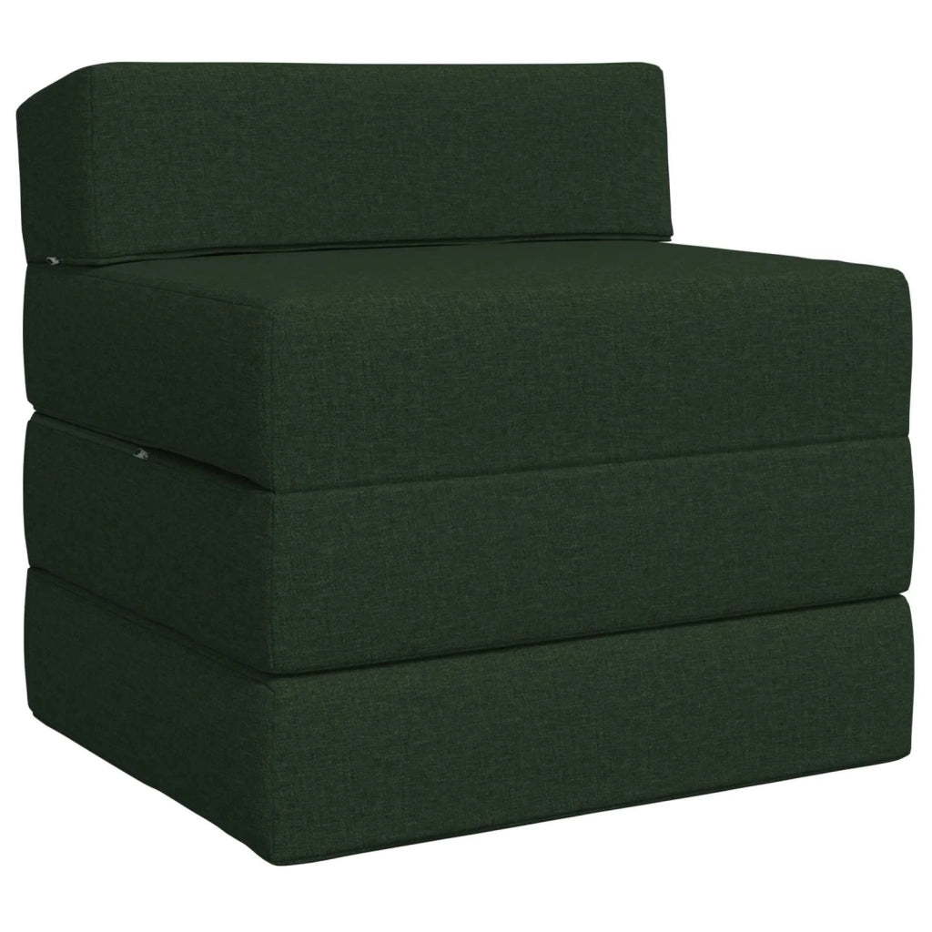 Divano Letto Pieghevole Verde Scuro 200 x 70 x 15 cm Tessuto 900003