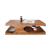 Tavolino basso NOMA 118 cm in legno di sheesham – Tavolino design in legno massiccio con nicchie