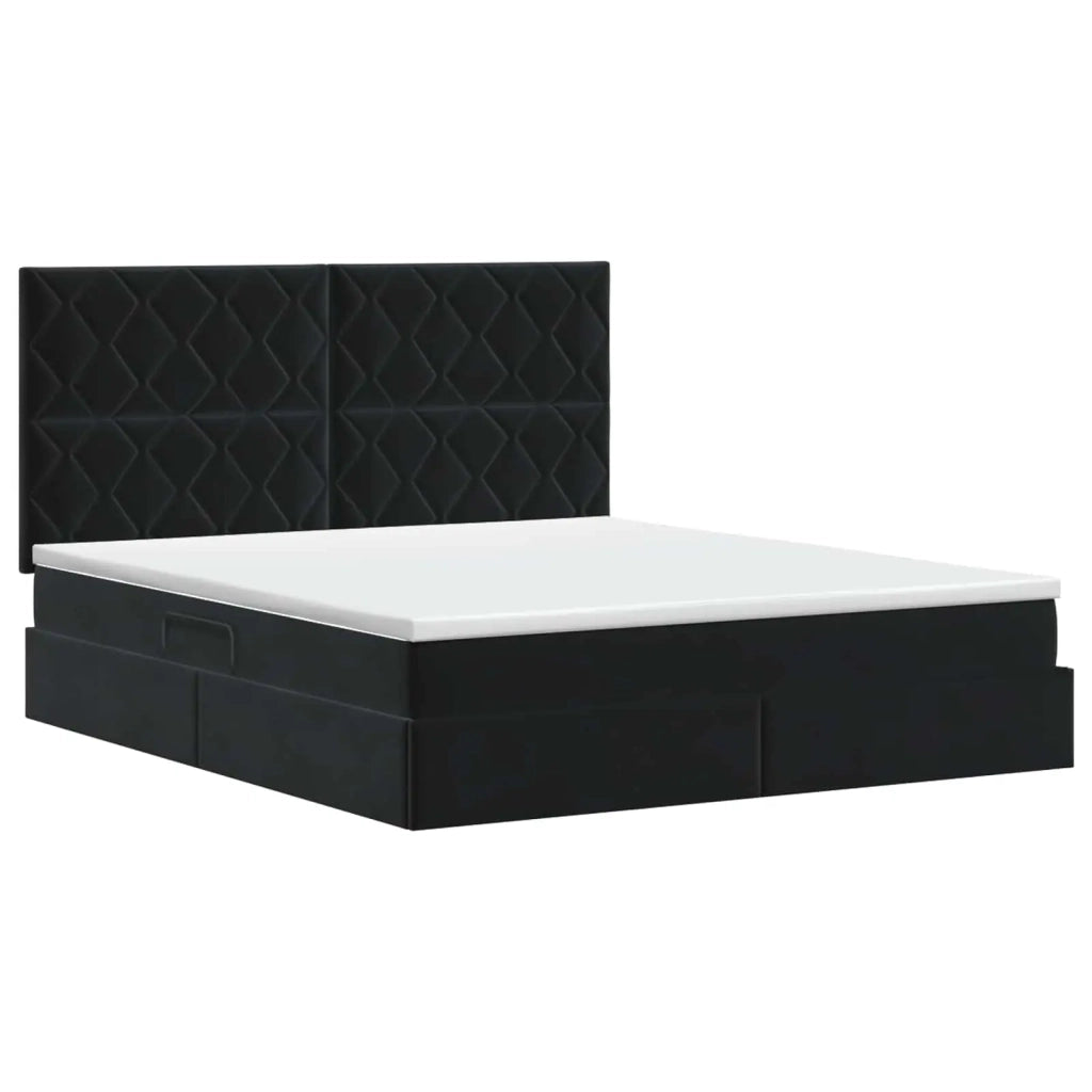 Letto con contenitore e materasso Nero 160 x 200 cm Velluto 3459761