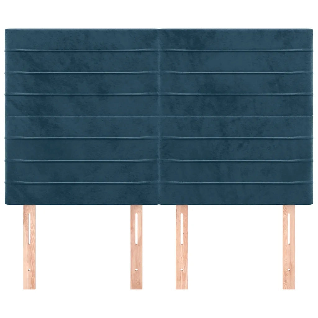 Testiera-Testata-Testiera Decorativa Blu Scuro 144x5x118/128 cm Velluto 550307
