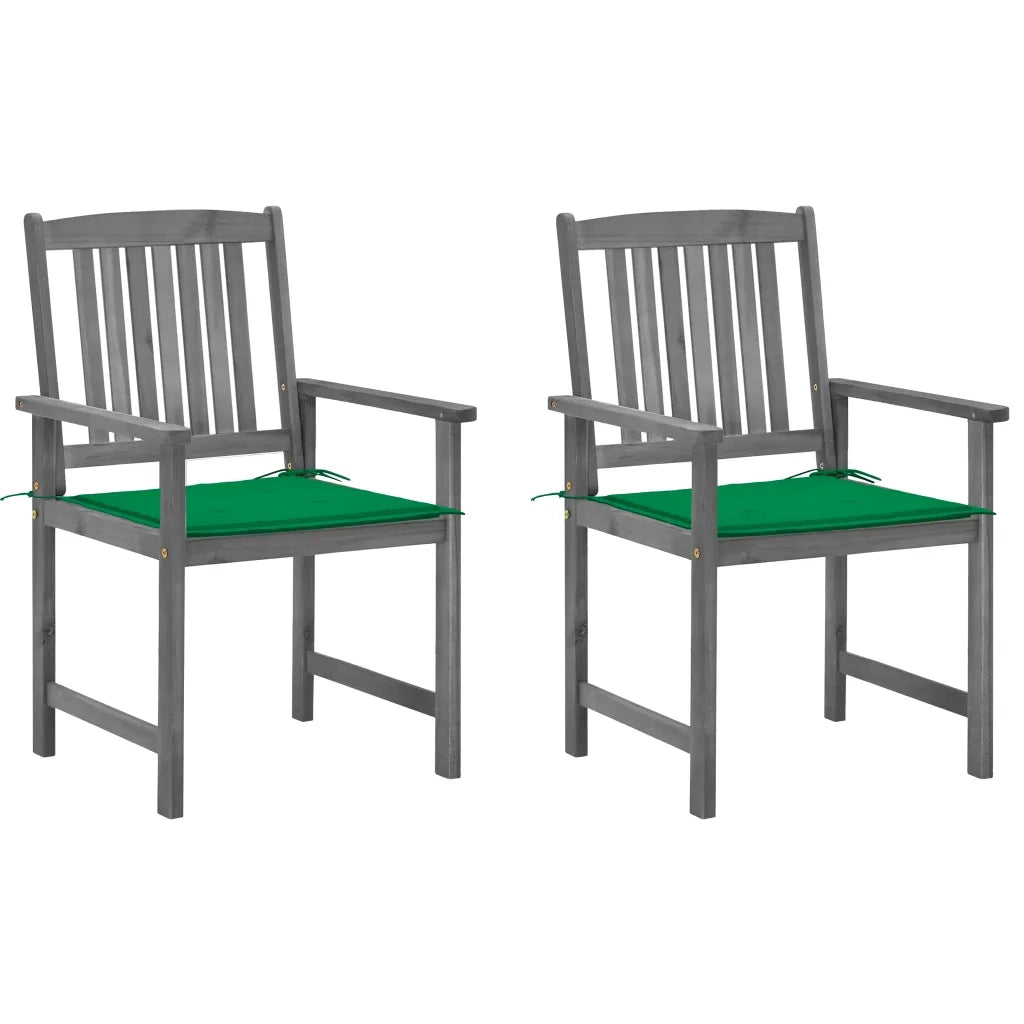 Sedie da Giardino con Cuscini 2 pz in Massello di Acacia Grigio cod mxl 75784