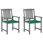 Sedie da Giardino con Cuscini 2 pz in Massello di Acacia Grigio cod mxl 75784