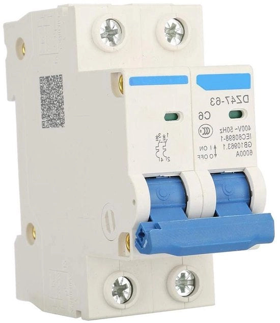 Miniatuurstroomonderbreker 400V 6A AC - 2P, 20.000 cicli