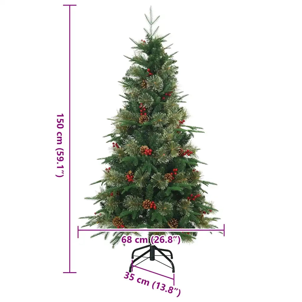Albero di Natale | Decorazioni natalizie Artificiale con Rami Pieghevoli Verde 150 cm