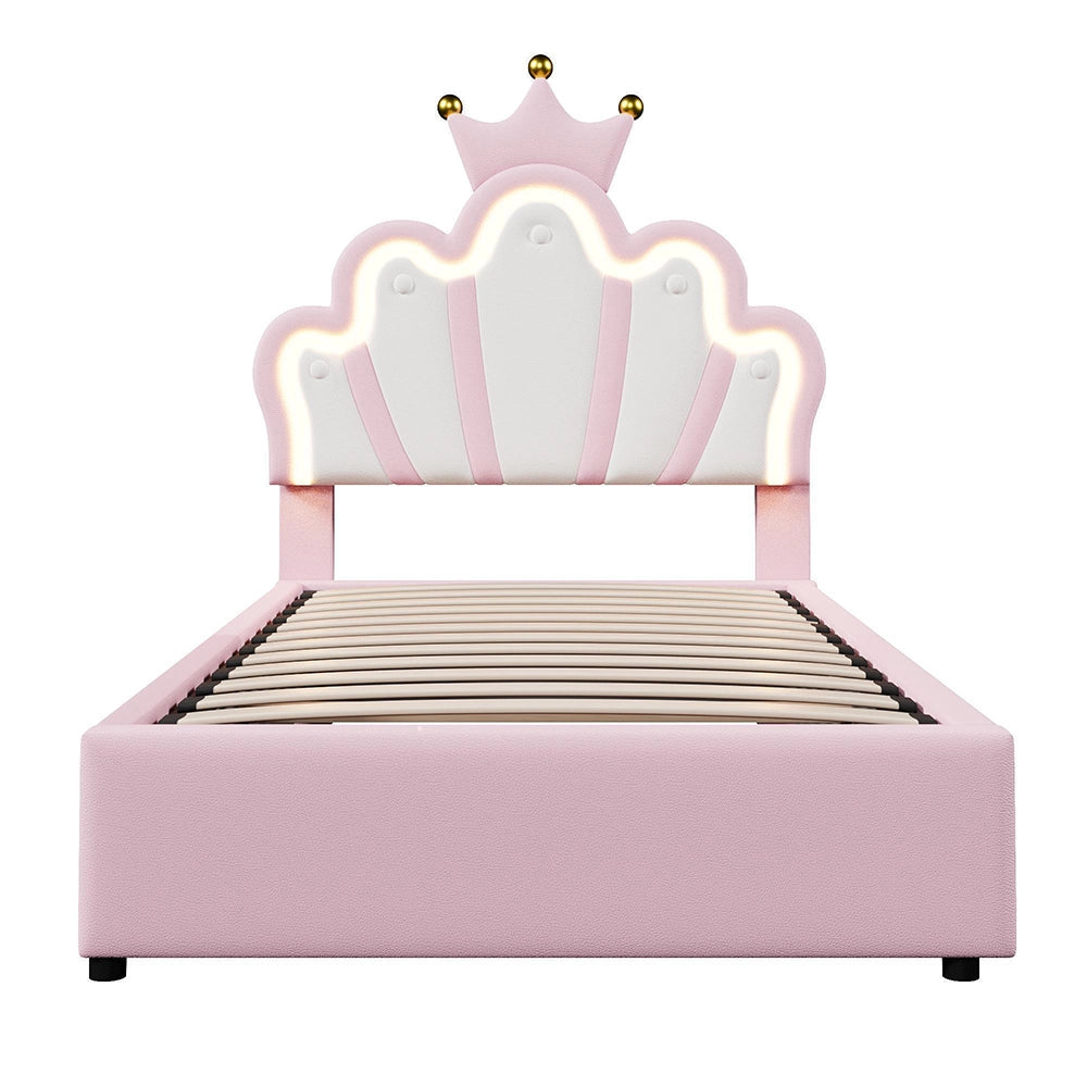 Letto principessa 90x200cm?- Xylo - corona LED rosa