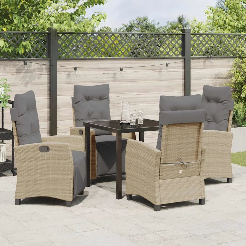 Set da Pranzo per Giardino con cuscino 5 pcs Beige polyrattan 3380450