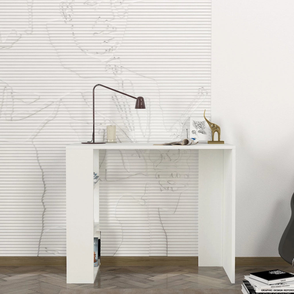 Scrivania in legno "Netenya" - 90 x 40 x 74 cm - Bianco