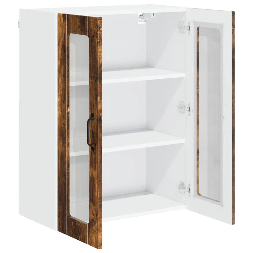 Pensile da cucina | Mobile in vetro da parete LUCCA Rovere Fumo 60 x 31 x 80 cm