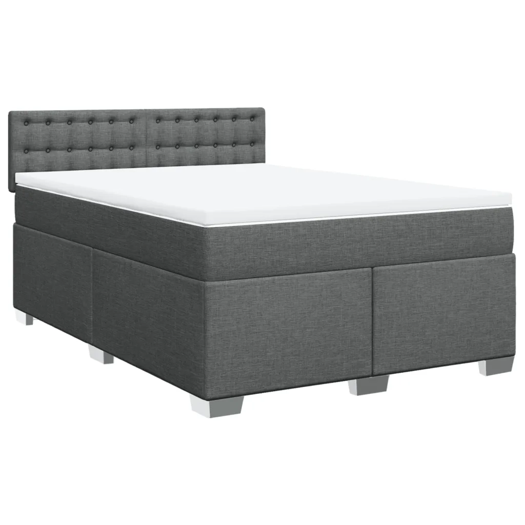 Giroletto a Molle con Materasso Grigio Scuro 140x200cm Tessuto