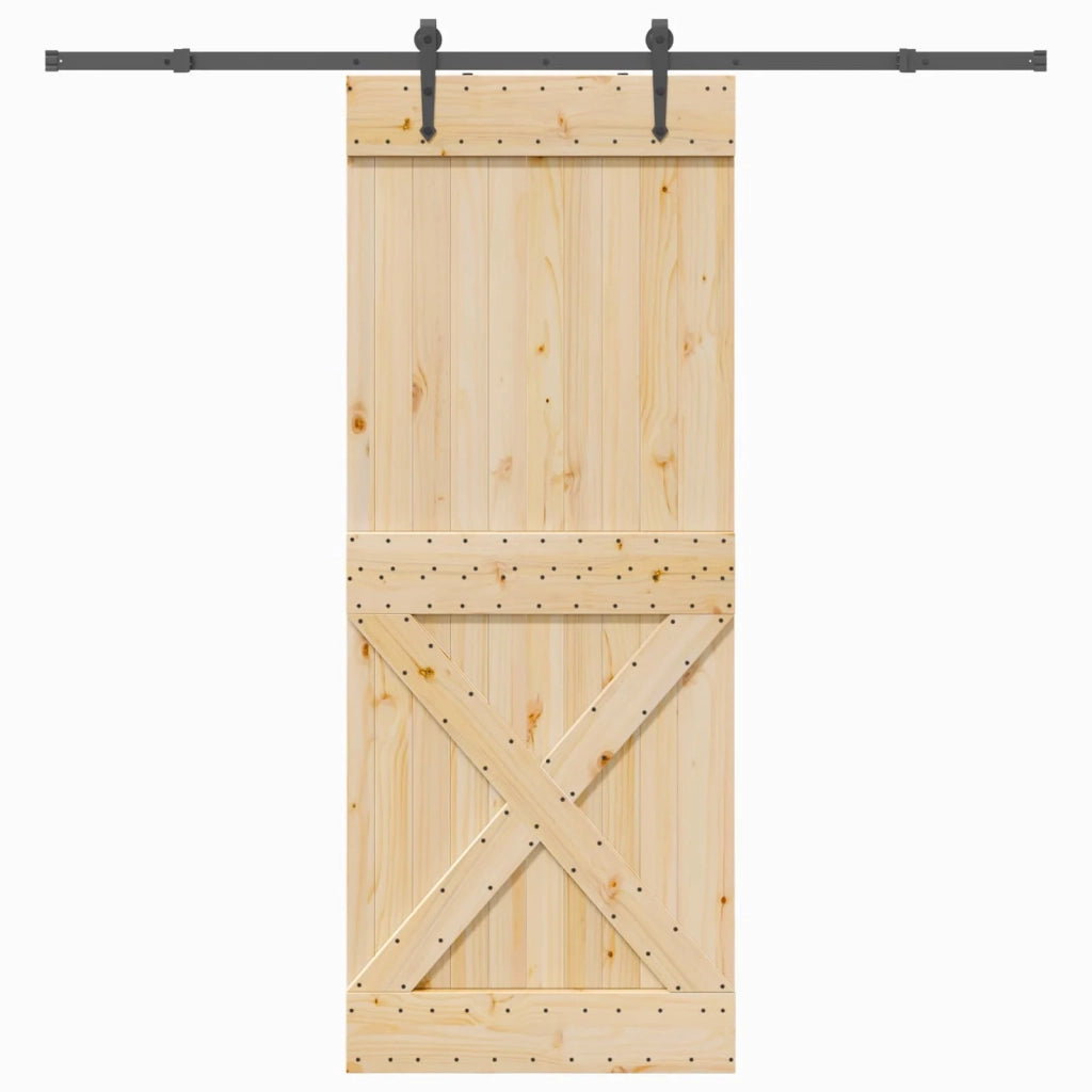 Porta scorrevole NARVIK Naturale e Nero 90 x 210 cm (213,5 cm) 3445392