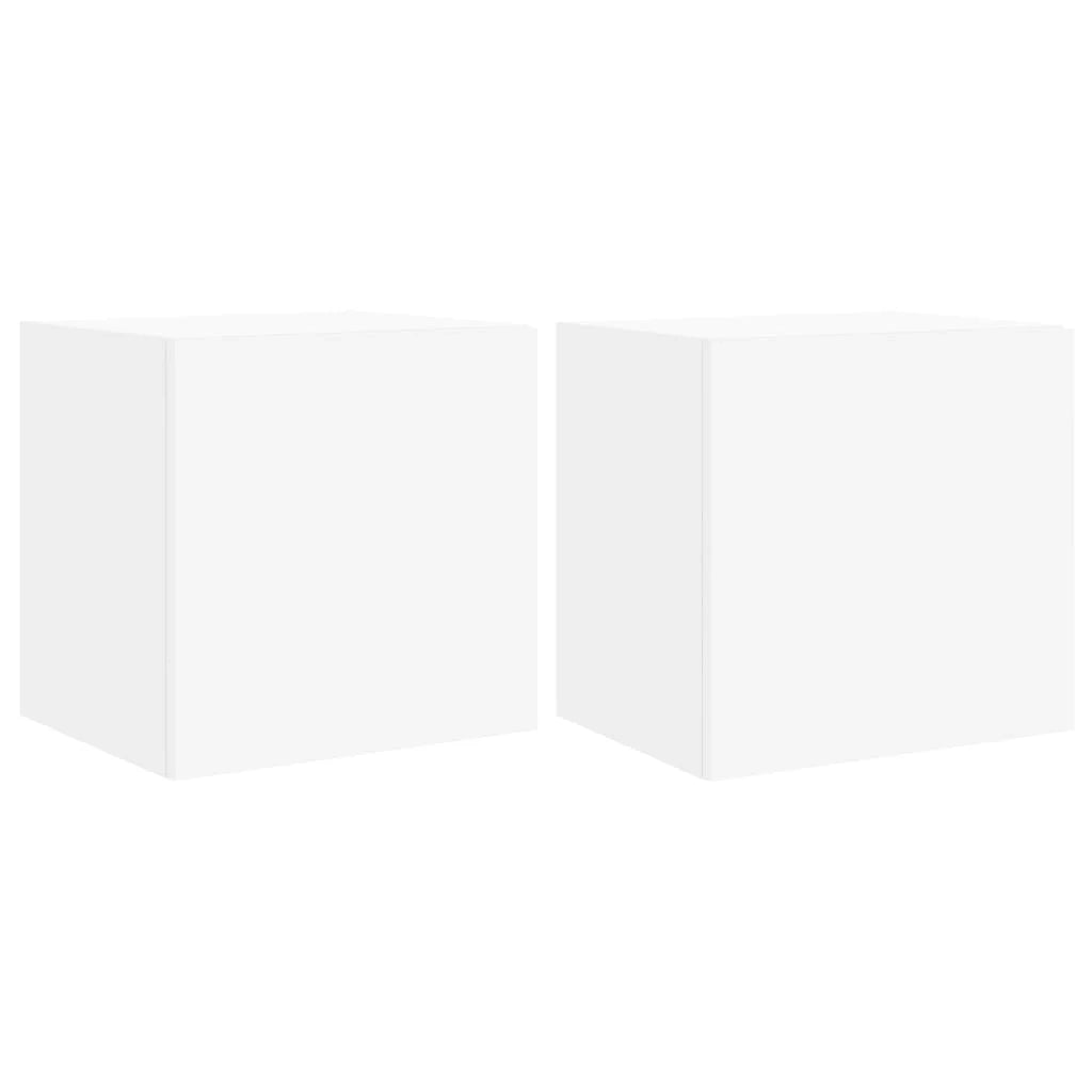 Mobile TV multimediale da parete mensola TV credenza mobile TV per sala da pranzo soggiorno camera da letto con luci LED 2 pezzi 40,5 x 35 x 40 cm bianco 02_0029103