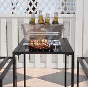 Set da esterno con tavolo e 2 panche in metallo nero 110 x 55 x 70 cm