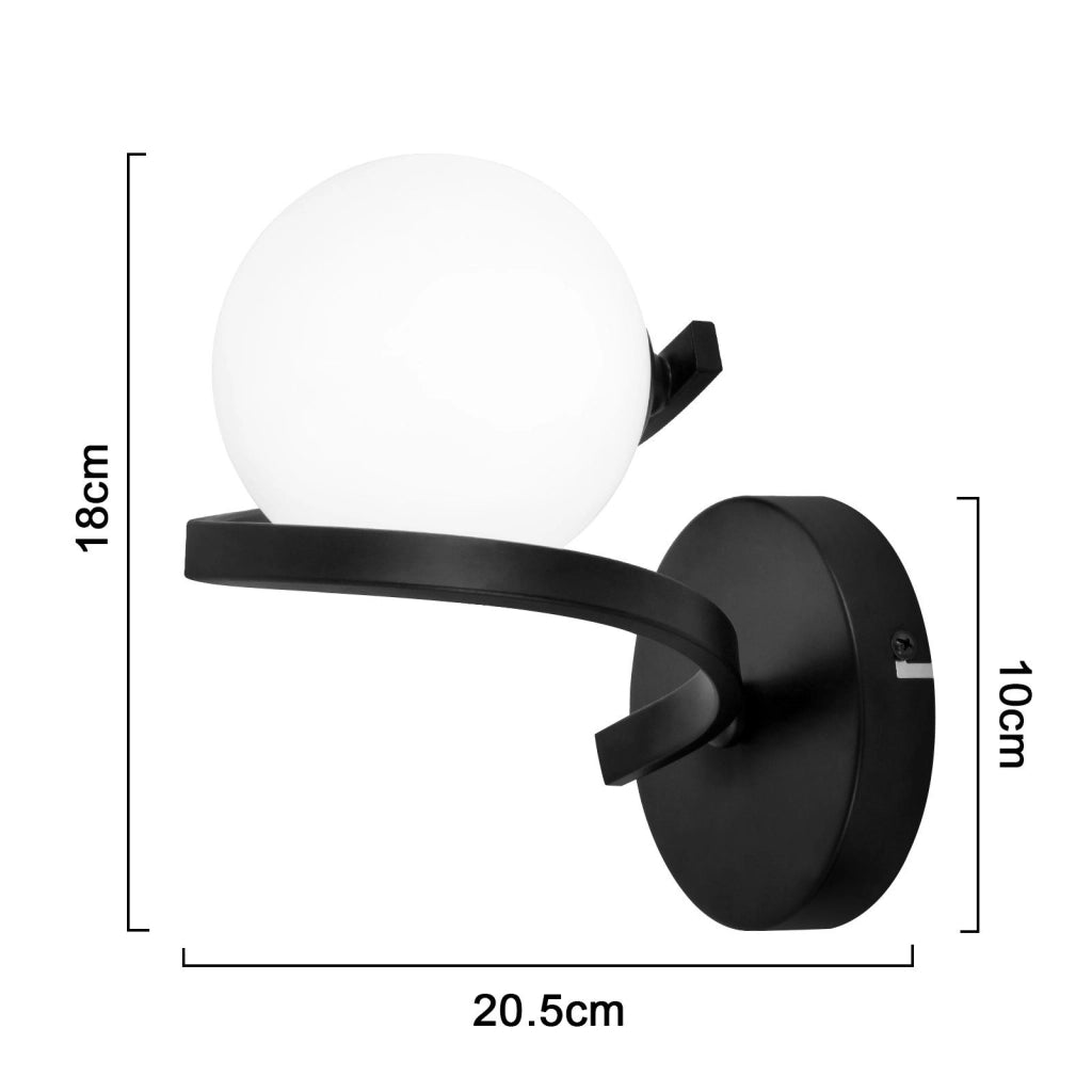 ZMH Applique da parete per bagno sfera in vetro G9 nera monocappa bianca per interni
