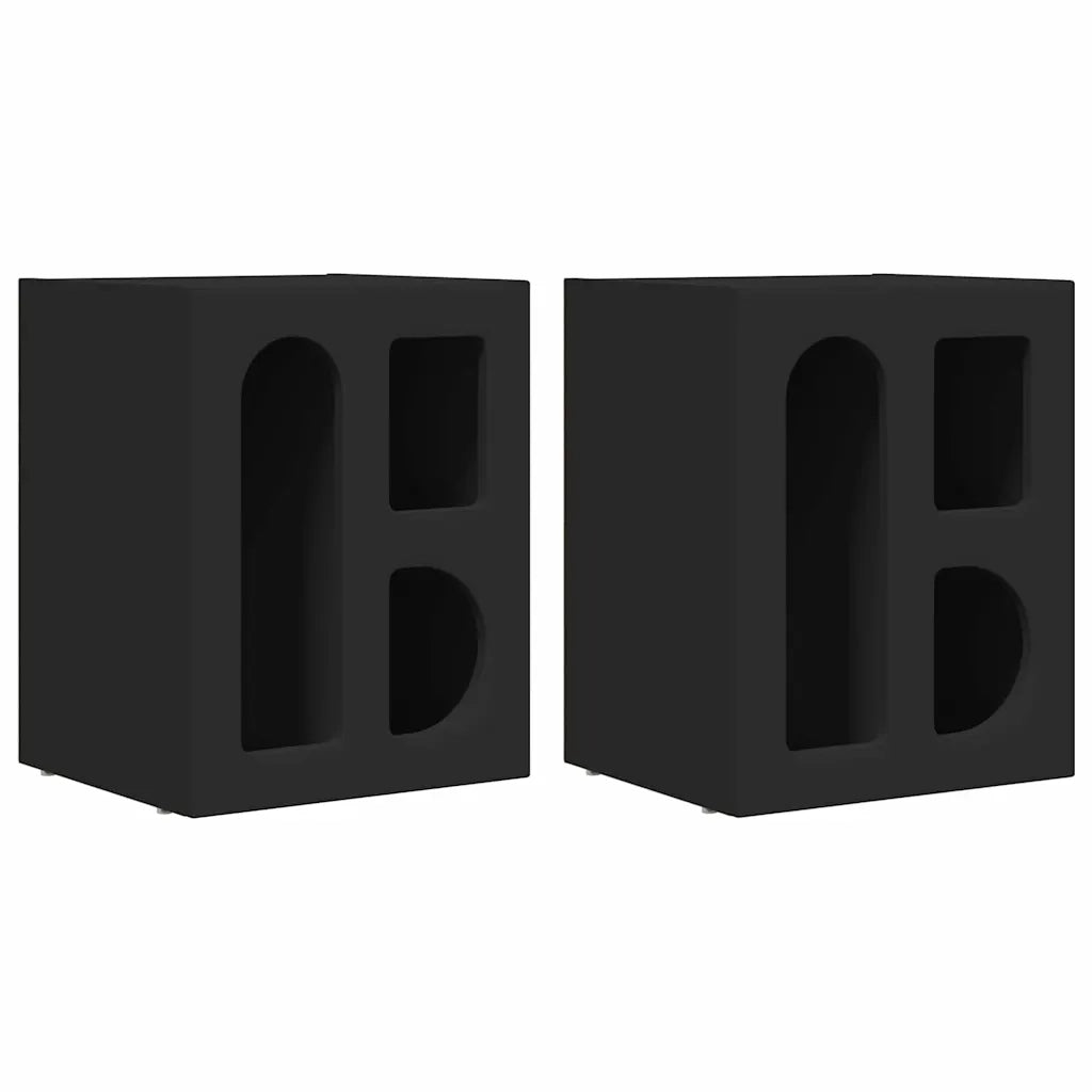 Set di 2 Comodini | Armadio da Notte | Mobiletto da notte Nero 40 x 35 x 50 cm Legno multistrato