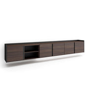 Mobile TV Soggiorno, 309x50x35 cm, Per TV fino a 80", Sospeso, da appendere, LED, Rovere scuro e Nero
