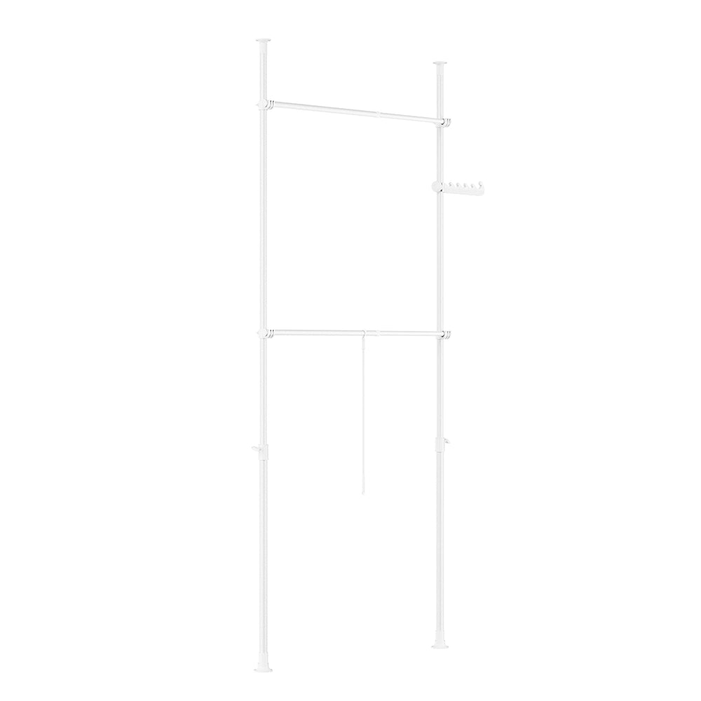 SoBuy FRG109-II-W Telescopic Appendiabiti da Terra, Robusto Stand Appendiabiti con Aste, Armadio Aperto Regolabile per Camera da Letto, Porta Abiti Bianco