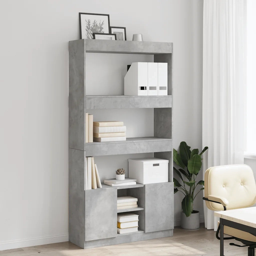 Credenza | Madia | Buffet da pranzo | Armadio da pranzo Grigio Cemento 92x33x180 cm in Legno Multistrato