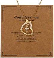 Collana comunemente chiamata "Hart" in acciaio inox - colore dorato - 2,5 x 2 cm - con chiusura per collana