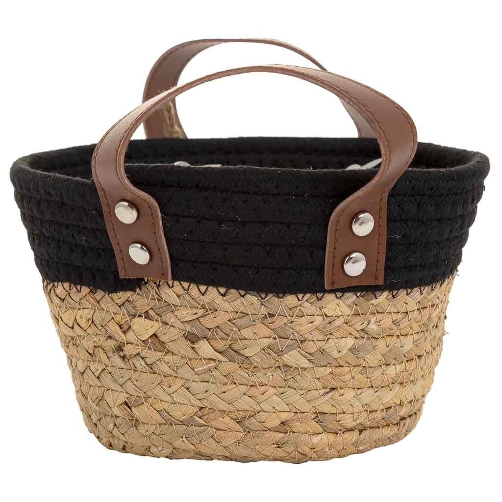 Cesto in fibra naturale e cotone nero D20x12/18