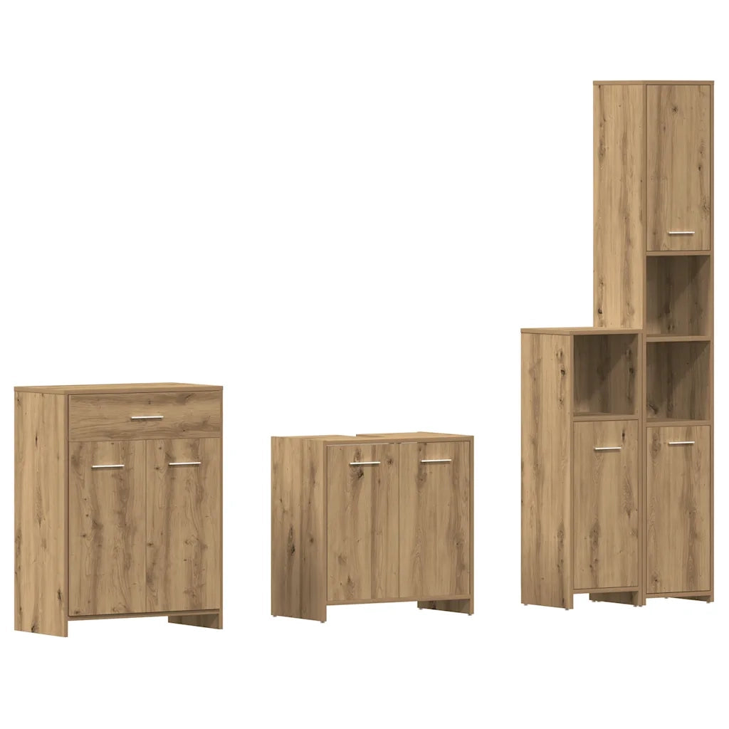 Set Mobili da Bagno 4 pz Rovere Artigianale Legno Multistrato 3328942