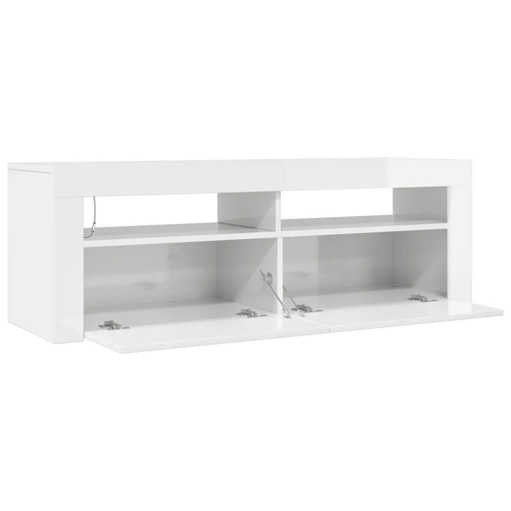 Mobile Porta TV con Luci LED Bianco Lucido 120x35x40 cm 804316