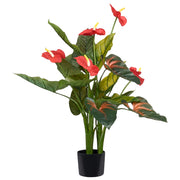 Pianta artificiale in vaso materiale sintetico verde 95 cm  Anthurium accessorio decorativo da interno