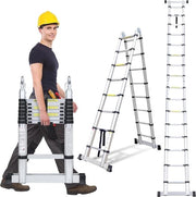 Scala Telescopica Multifunzionale 5m - Scala Opvouglabile in Alluminio - Antiscivolo - Per Interno ed Esterno