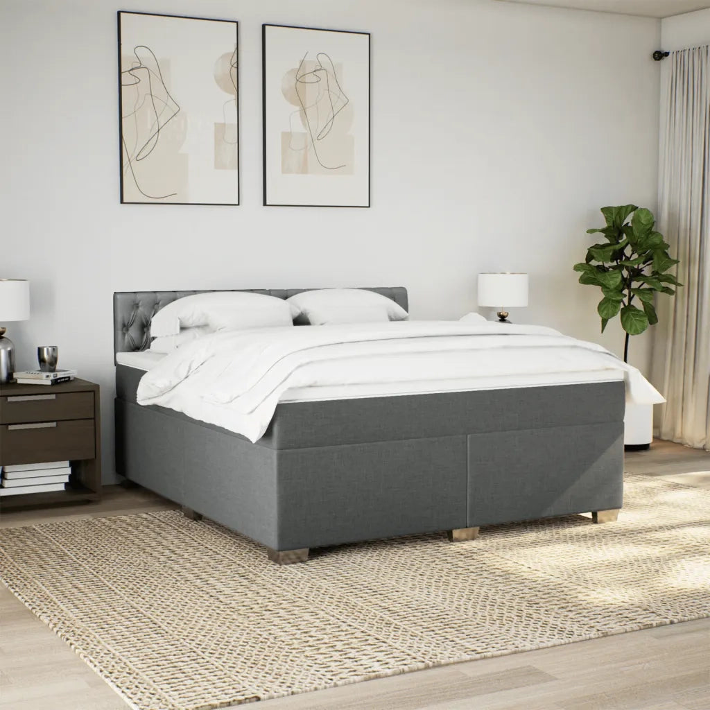 Giroletto a Molle con Materasso Grigio Scuro 180x200 cm Tessuto