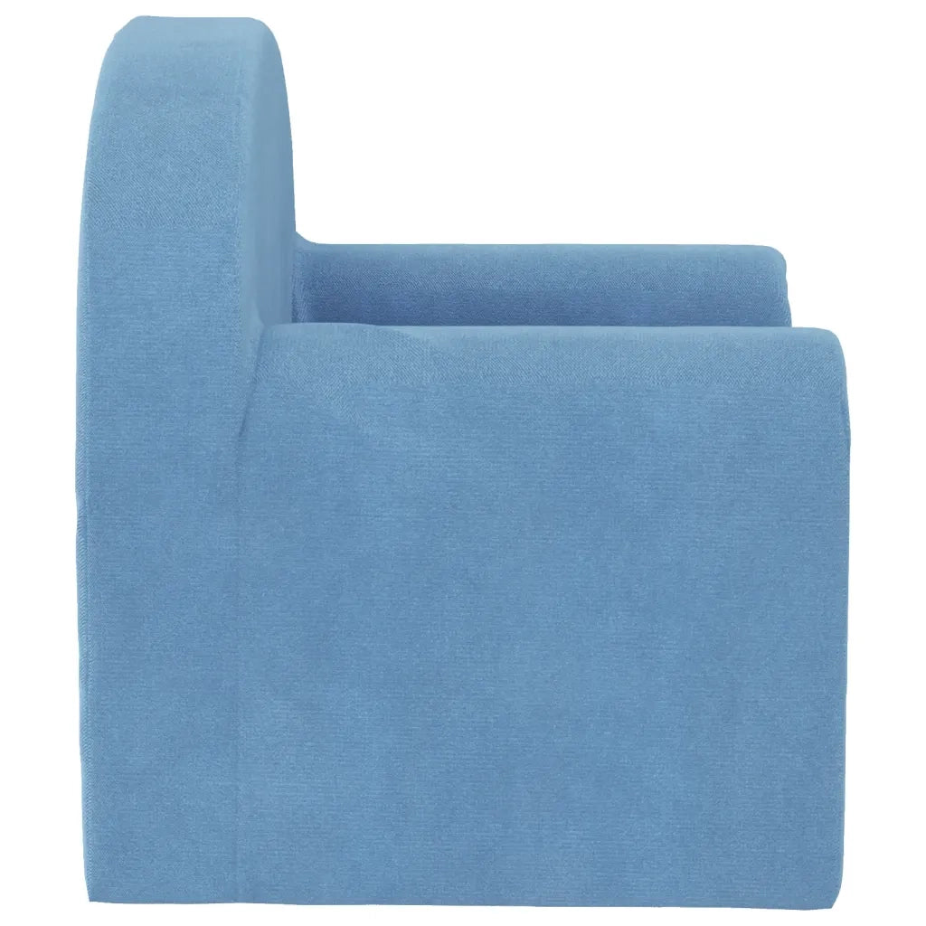 vidaXL Divano Letto per Bambini Blu in Morbido Peluche